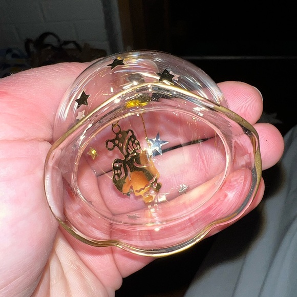 Vintage Silvestri Glass Christmas Ornament Clear Gold Santa Charm In Box - Picture 8 of 10